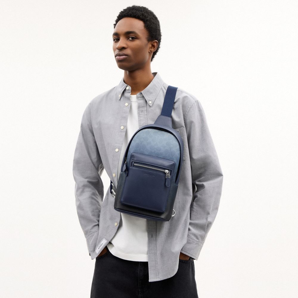 Coach West Pack In Ombre Signature Canvas Silver Blue