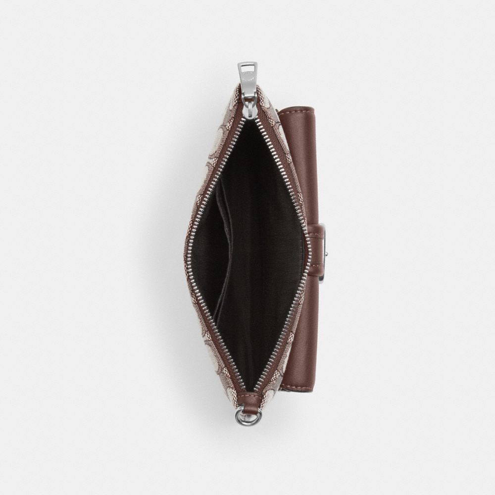 Coach Ashton Wristlet In Signature Jacquard Silver Oak Maple