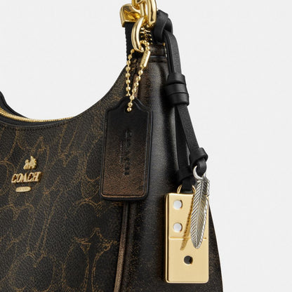 Coach Teri Shoulder Bag In Loved Signature Canvas With Charms Gold Brown