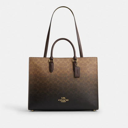 Coach Maggie Tote Bag In Ombre Signature Canvas Gold Brown
