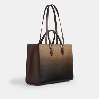 Coach Maggie Tote Bag In Ombre Signature Canvas Gold Brown