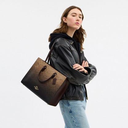 Coach Maggie Tote Bag In Ombre Signature Canvas Gold Brown