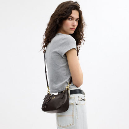 Coach Teri Shoulder Bag With Floral Applique Gold Maple