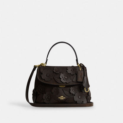 Coach Emory Top Handle Bag With Floral Applique Gold Maple