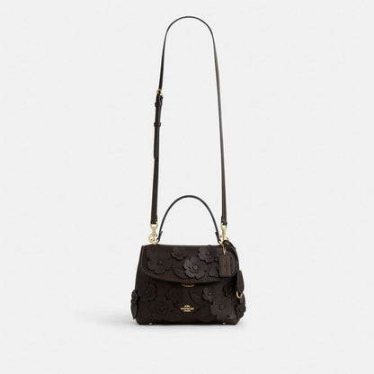 Coach Emory Top Handle Bag With Floral Applique Gold Maple