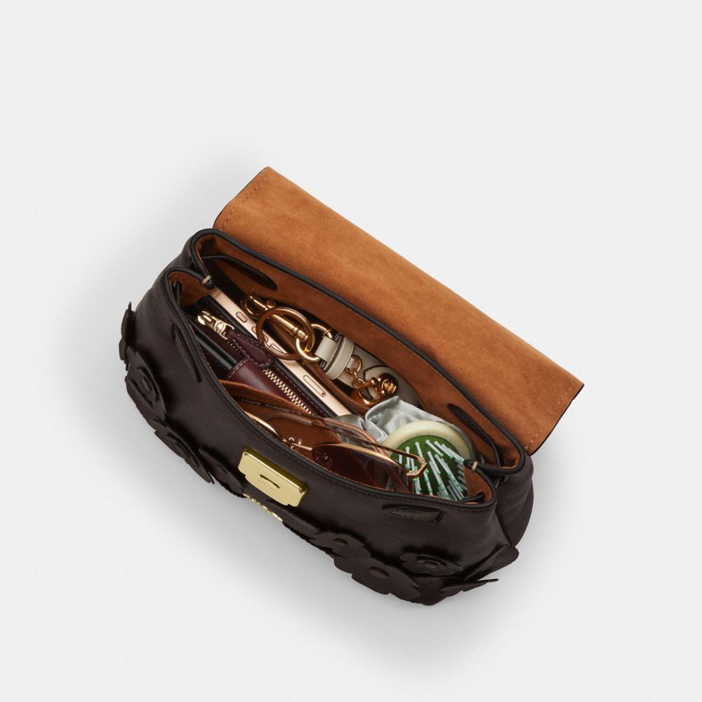 Coach Emory Top Handle Bag With Floral Applique Gold Maple