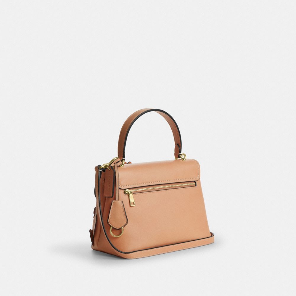 Coach Emory Top Handle Bag With Floral Applique Gold Light Pink