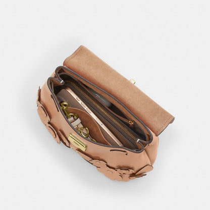 Coach Emory Top Handle Bag With Floral Applique Gold Light Pink