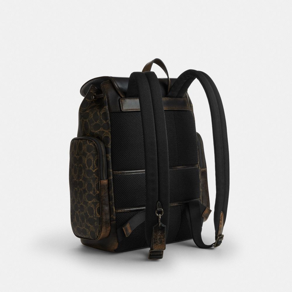 Coach Finn Backpack In Loved Signature Canvas Gunmetal Brown