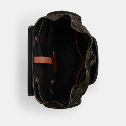 Coach Finn Backpack In Loved Signature Canvas Gunmetal Brown