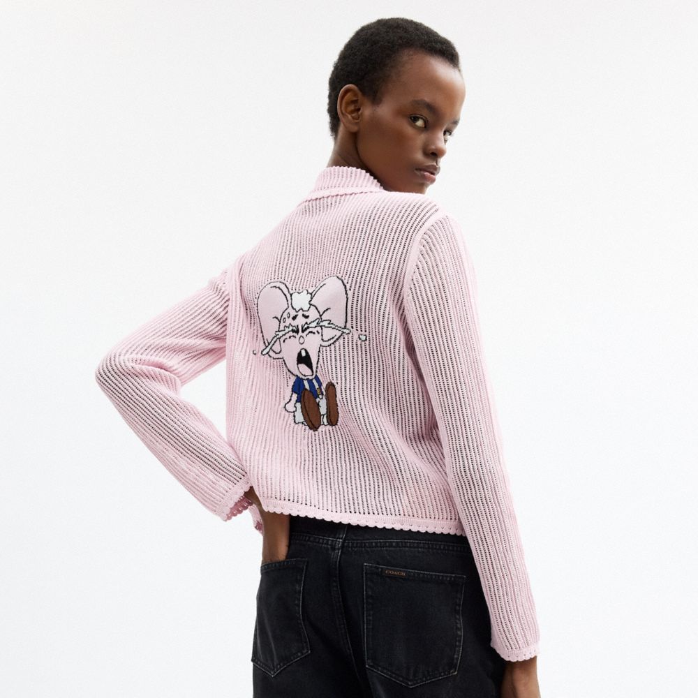 Coach Coach | Brain Dead Kachi Mouse Cardigan In Organic Cotton Pink