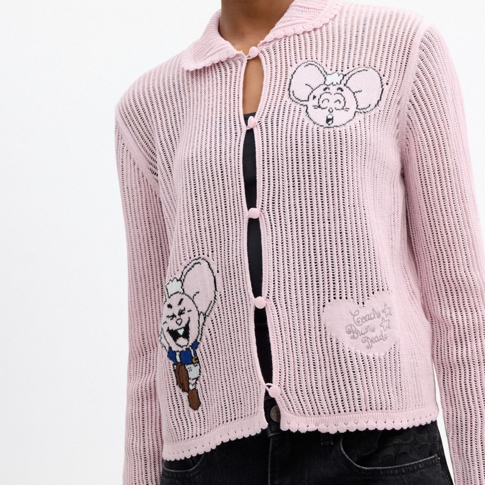 Coach Coach | Brain Dead Kachi Mouse Cardigan In Organic Cotton Pink