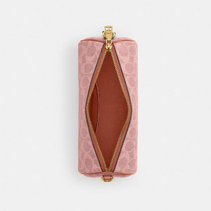 Coach Barrel Bag In Signature Canvas Brass Melon Pink