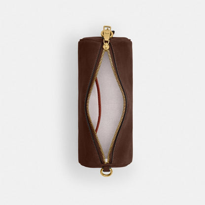 Coach Barrel Bag Brass Dark Chocolate