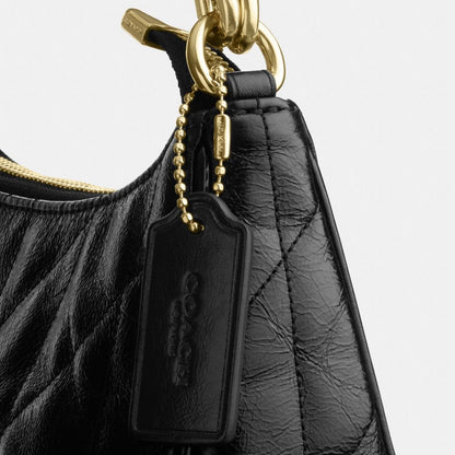 Coach Teri Shoulder Bag With Quilting Gold Black