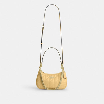 Coach Teri Shoulder Bag With Quilting Gold Soft Yellow