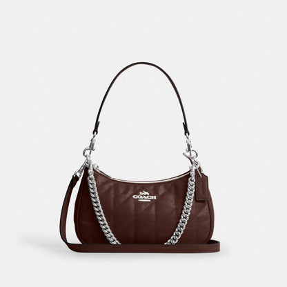 Coach Teri Shoulder Bag With Quilting Silver Maple