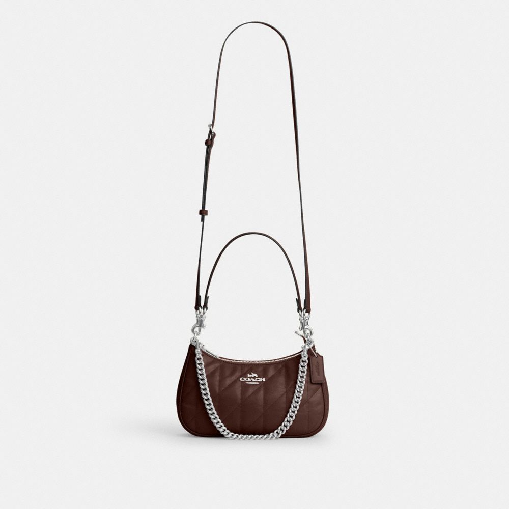 Coach Teri Shoulder Bag With Quilting Silver Maple