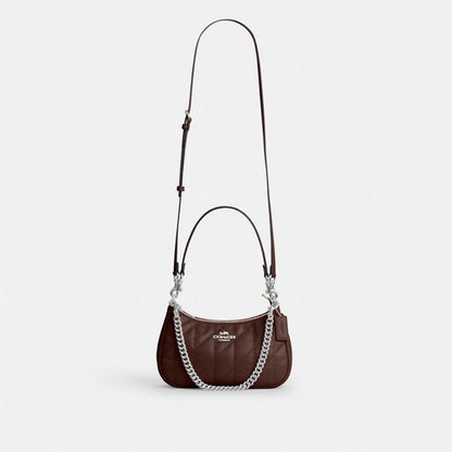 Coach Teri Shoulder Bag With Quilting Silver Maple