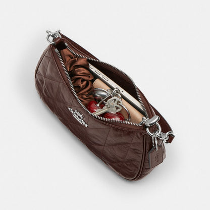 Coach Teri Shoulder Bag With Quilting Silver Maple