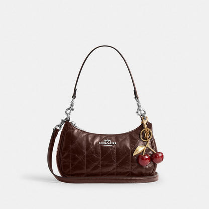 Coach Teri Shoulder Bag With Quilting Silver Maple