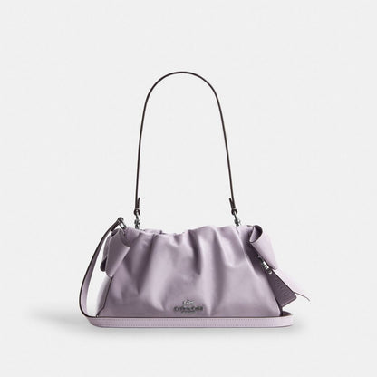Coach Faye Shoulder Bag With Bows Silver Light Amethyst