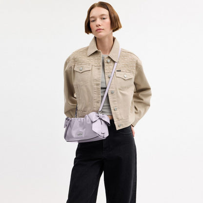 Coach Faye Shoulder Bag With Bows Silver Light Amethyst