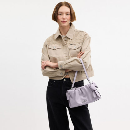 Coach Faye Shoulder Bag With Bows Silver Light Amethyst