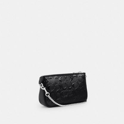 Coach Nolita 19 In Signature Leather With Heart Charm Silver Black
