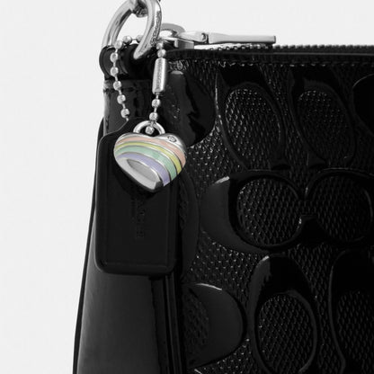 Coach Nolita 19 In Signature Leather With Heart Charm Silver Black