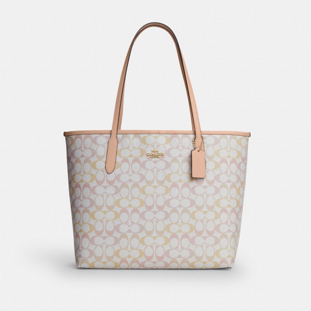 Coach City Tote Bag In Signature Canvas Im Chalk Pink