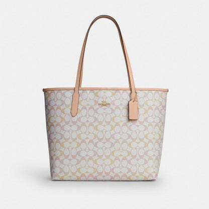 Coach City Tote Bag In Signature Canvas Im Chalk Pink