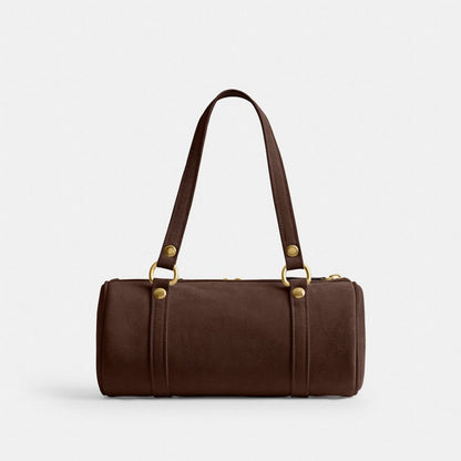 Coach Kisslock Barrel Bag Brass Dark Chocolate