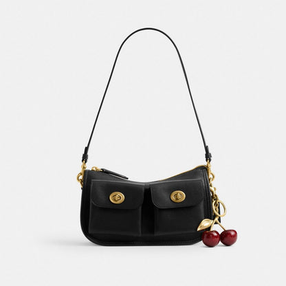 Coach Twin Turnlock Waverly Bag Brass Black