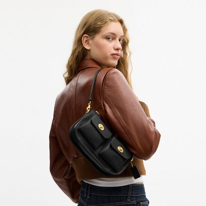 Coach Twin Turnlock Waverly Bag Brass Black