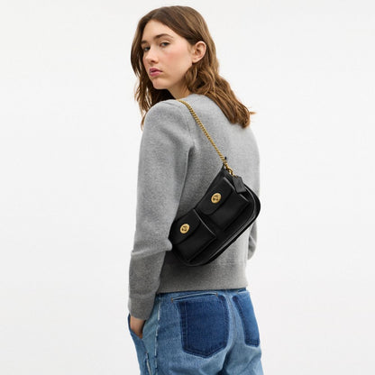 Coach Twin Turnlock Waverly Bag Brass Black
