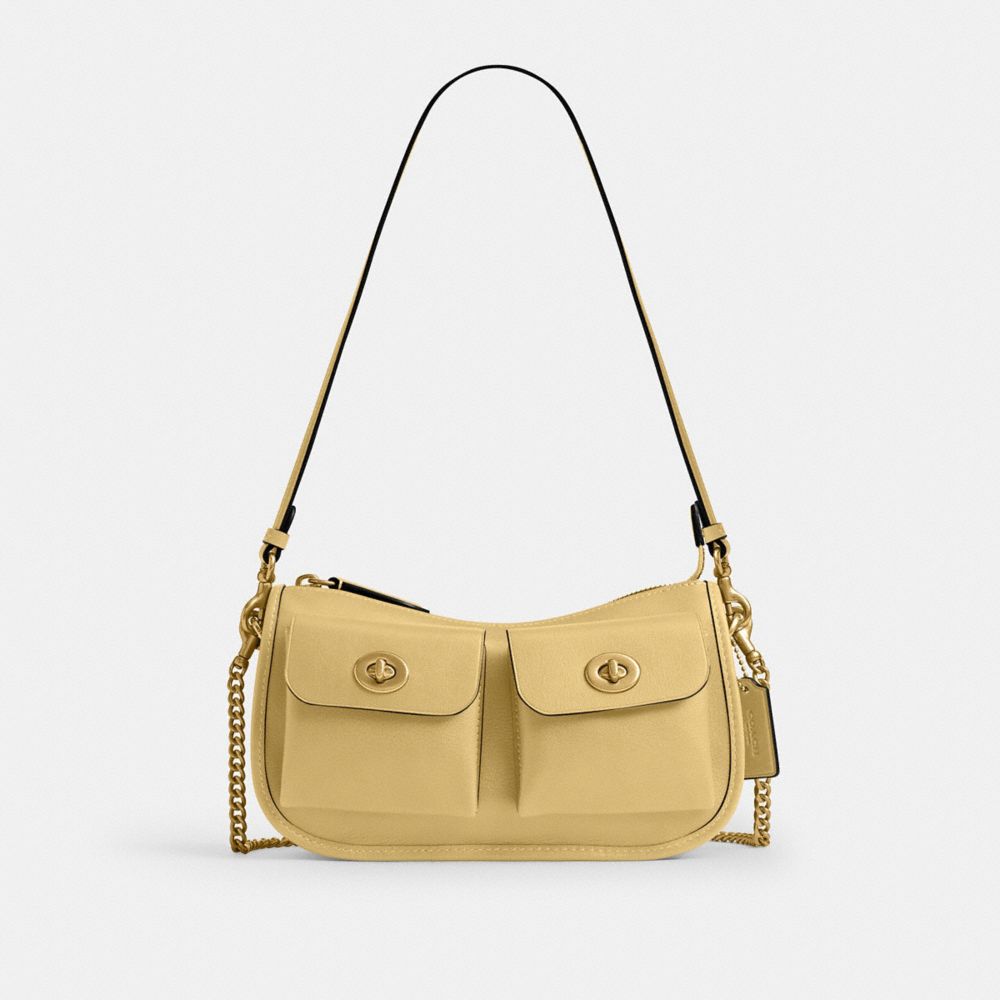 Coach Twin Turnlock Waverly Bag Brass Vanilla