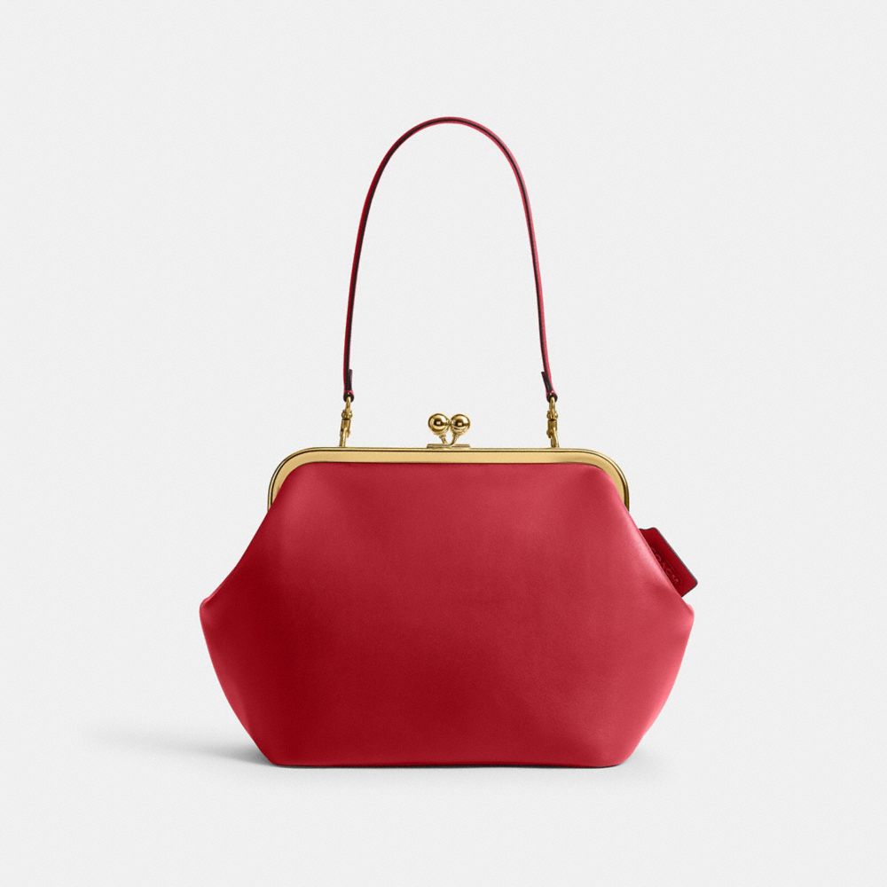 Coach Kisslock Frame Bag 27 Brass/Poppy