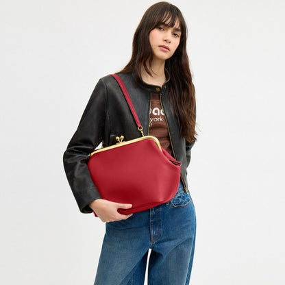 Coach Kisslock Frame Bag 27 Brass/Poppy