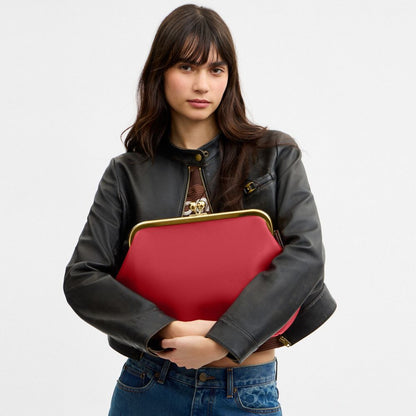 Coach Kisslock Frame Bag 27 Brass/Poppy