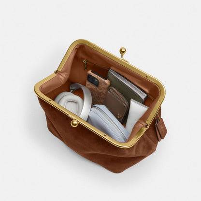 Coach Kisslock Frame Bag 27 Brass Warm Brown