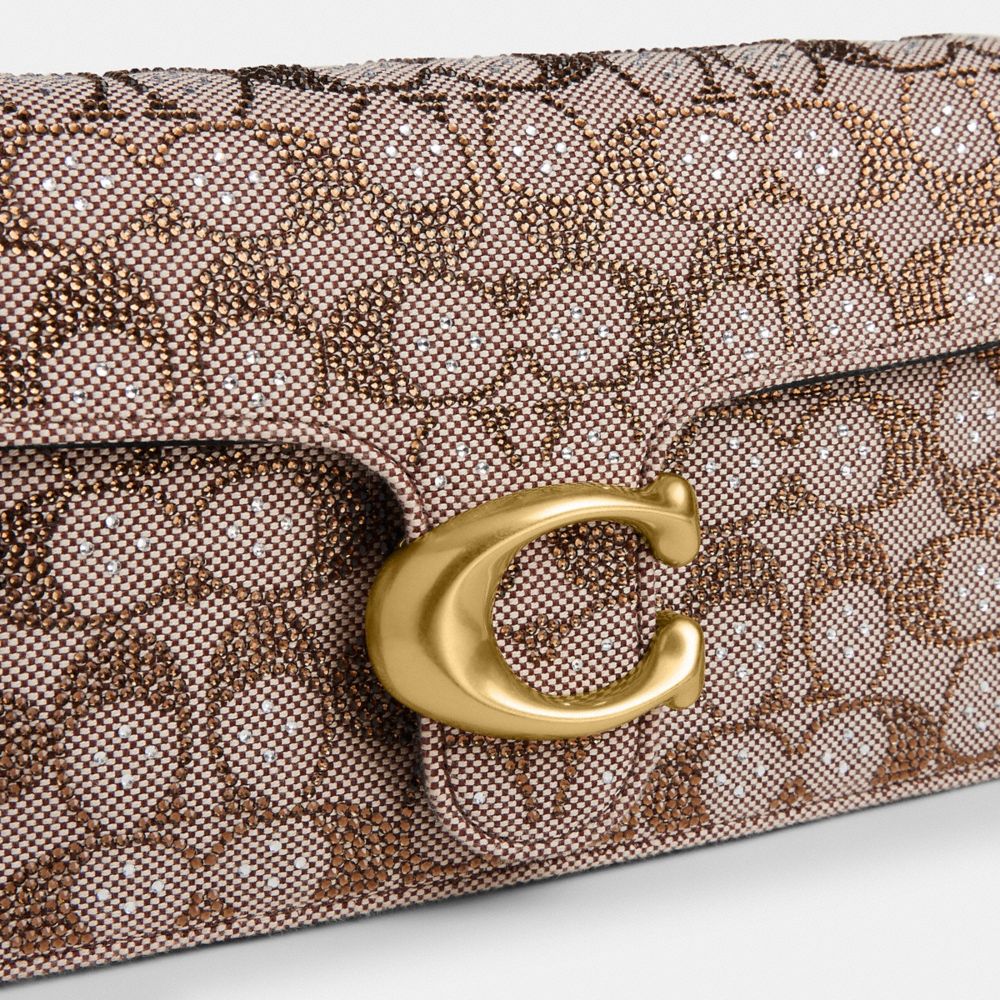 Coach Tabby Shoulder Bag 26 In Crystal Signature Jacquard Brass/Mushroom