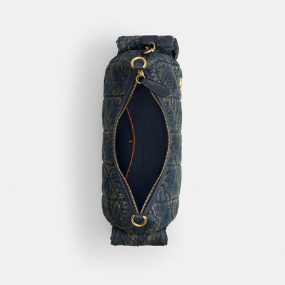 Coach Pocket Juliet Bag 30 In Regenerative Cotton Denim With Quilting Brass Dark Indigo