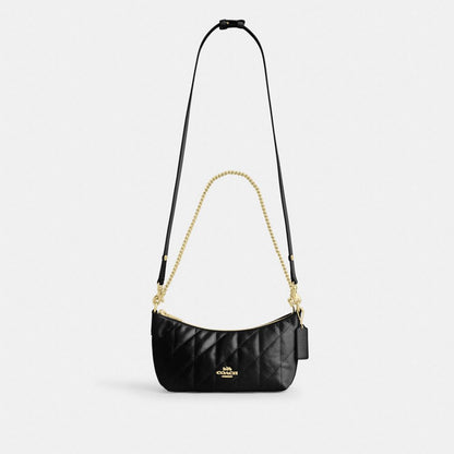 Coach Caitlin Shoulder Bag With Quilting Gold Black