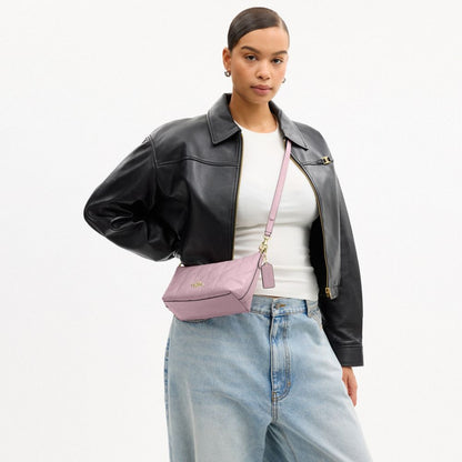 Coach Caitlin Shoulder Bag With Quilting Gold Carnation