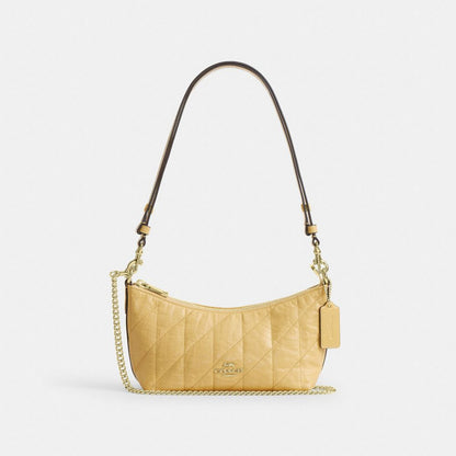 Coach Caitlin Shoulder Bag With Quilting Gold Soft Yellow