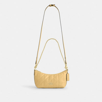 Coach Caitlin Shoulder Bag With Quilting Gold Soft Yellow