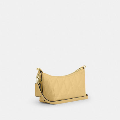 Coach Caitlin Shoulder Bag With Quilting Gold Soft Yellow