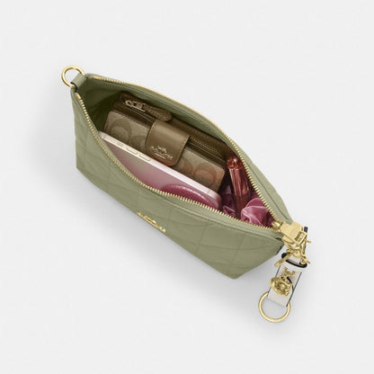Coach Caitlin Shoulder Bag With Quilting Gold Pistachio