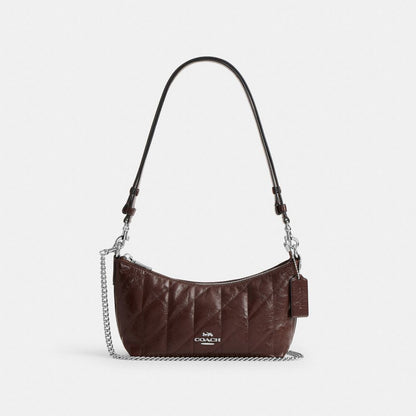 Coach Caitlin Shoulder Bag With Quilting Silver Maple